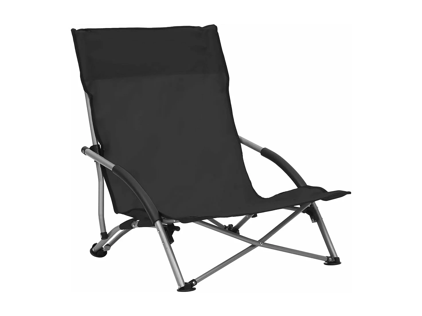 Chaises de plage pliables lot de 2 Noir Tissu