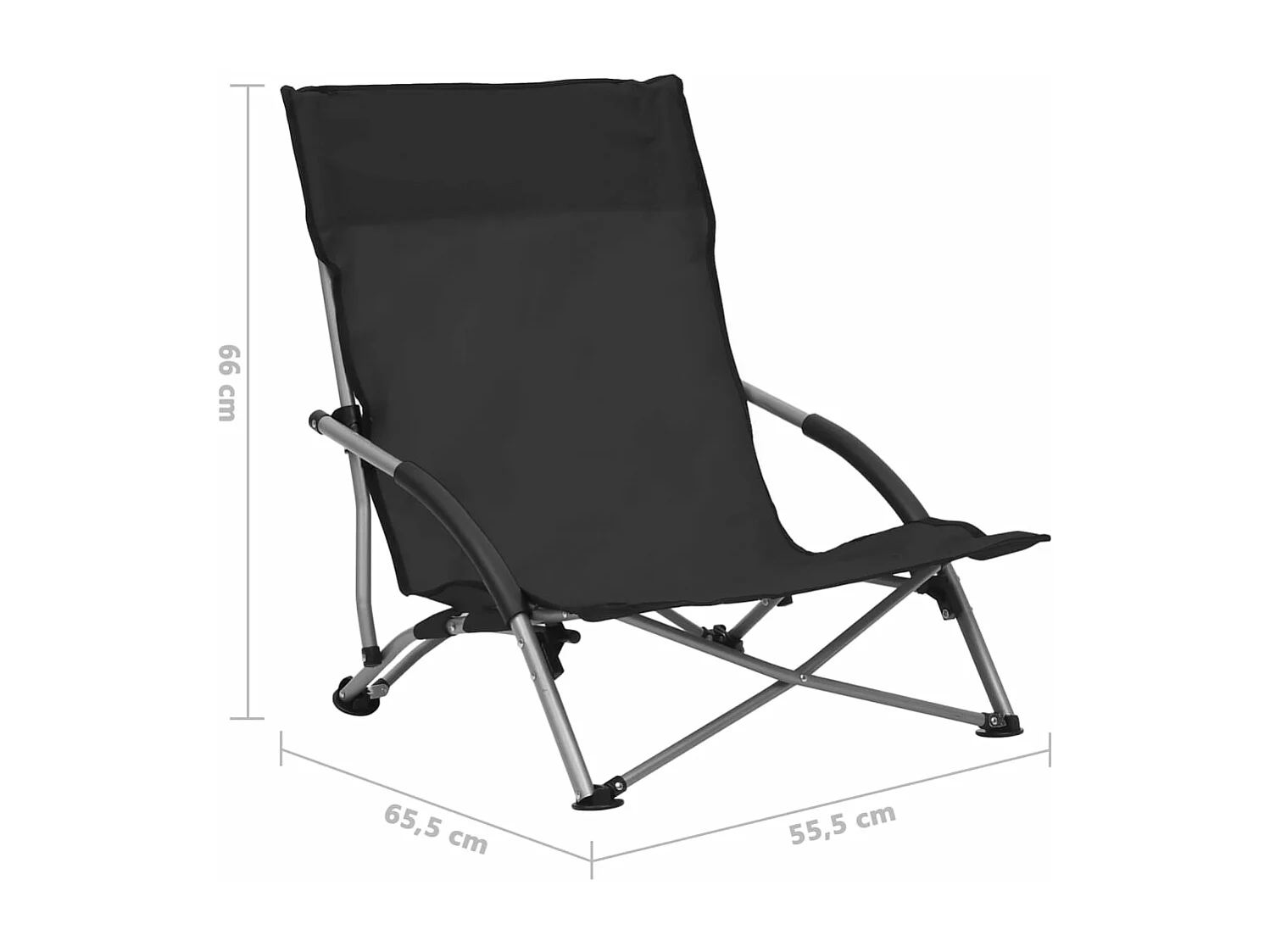 Chaises de plage pliables lot de 2 Noir Tissu