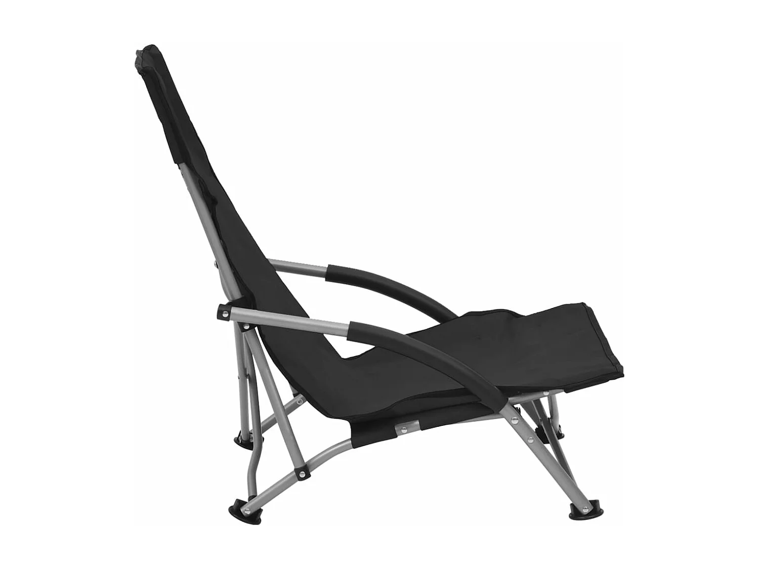 Chaises de plage pliables lot de 2 Noir Tissu