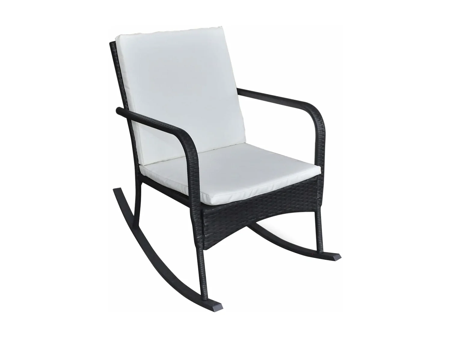 Sedia a Dondolo da Giardino Nera in Polyrattan