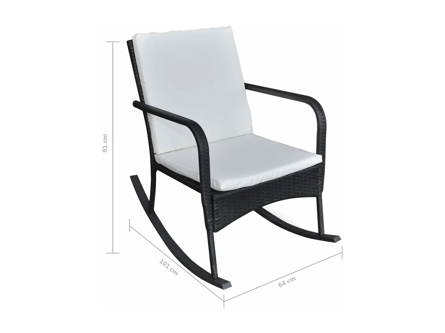 Sedia a Dondolo da Giardino Nera in Polyrattan