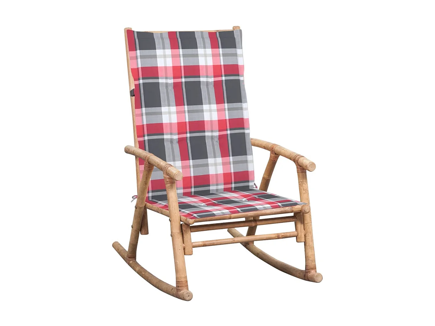 Silla mecedora con cojín bambú