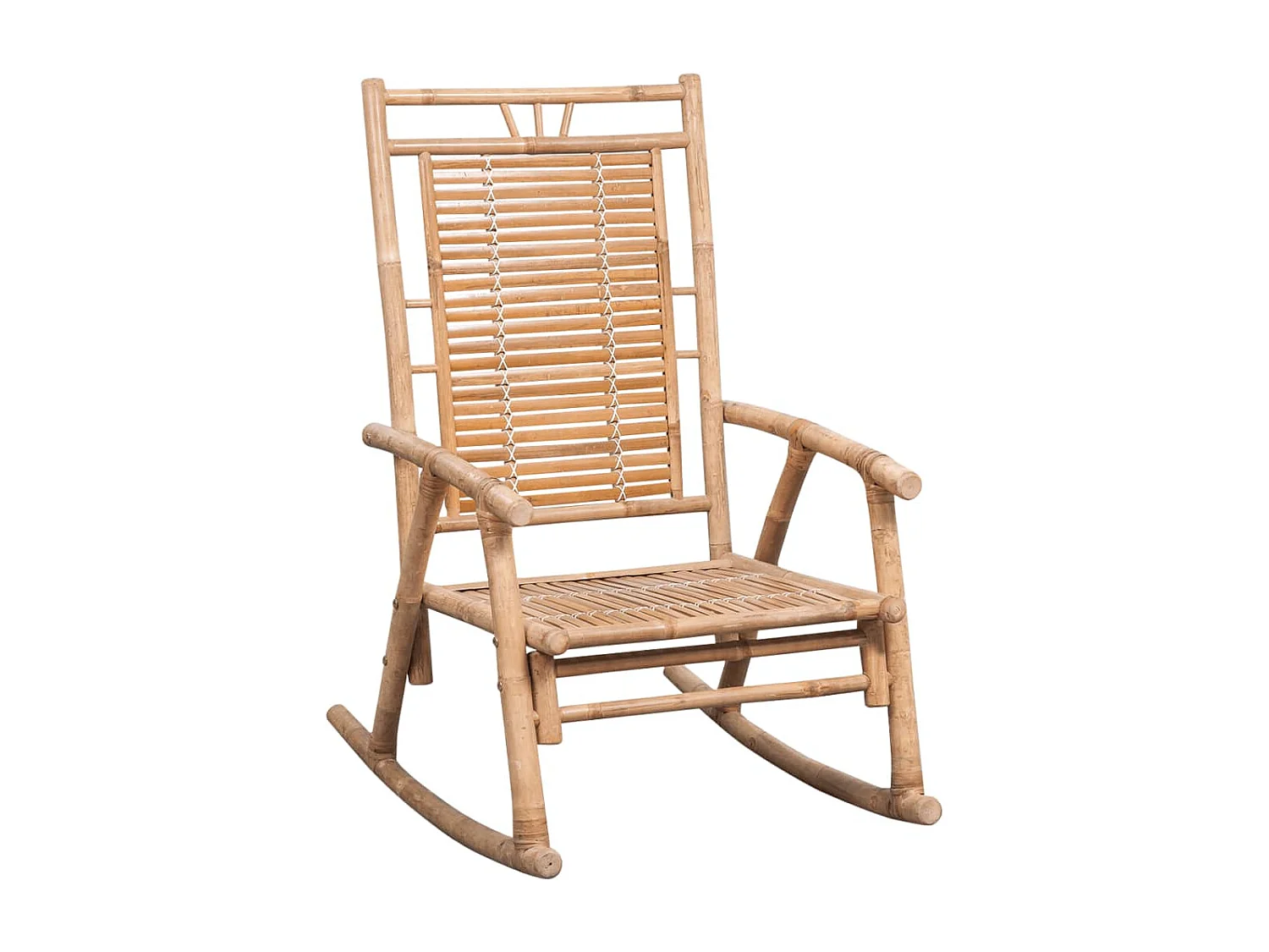 Silla mecedora con cojín bambú
