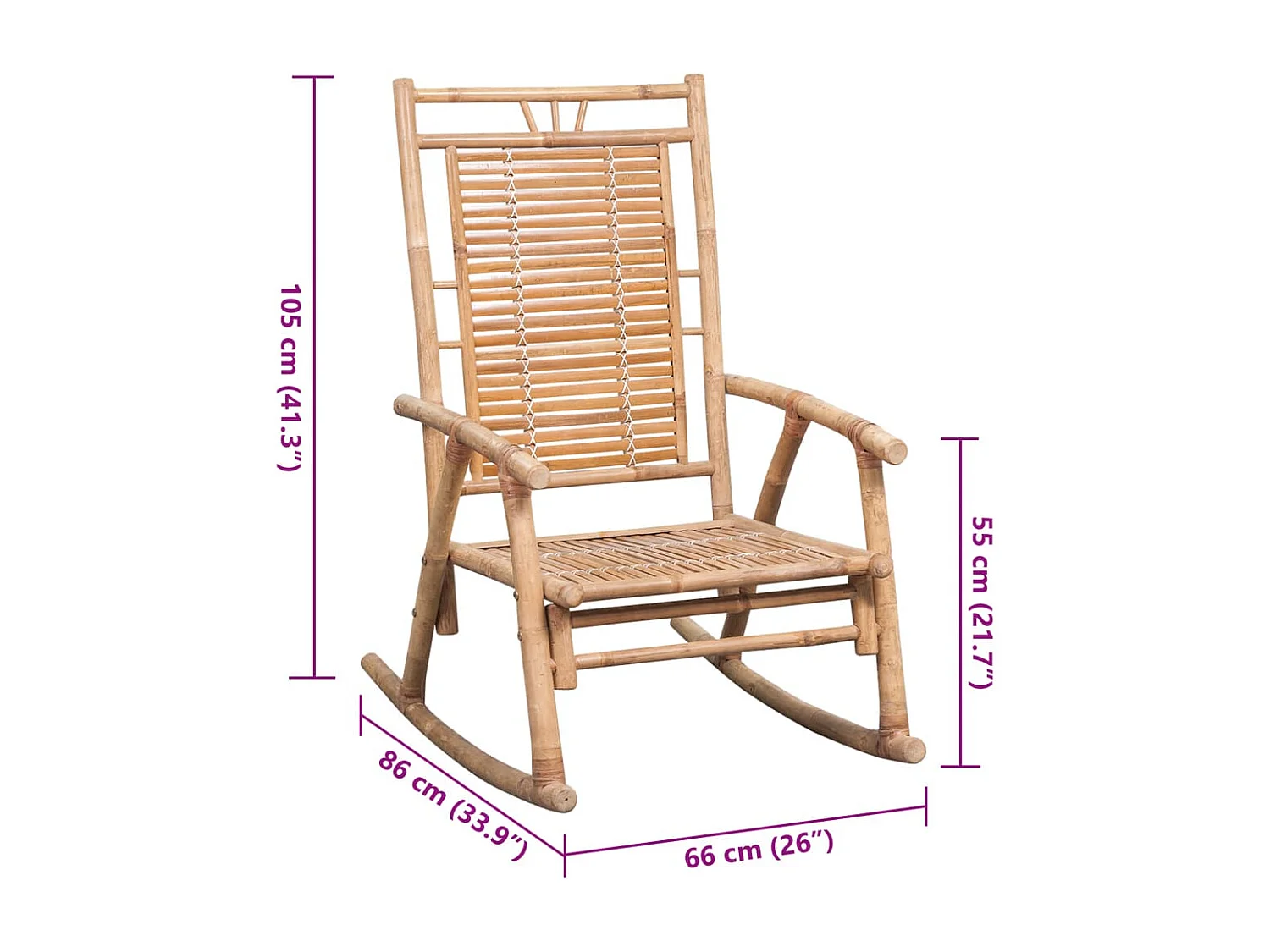 Silla mecedora con cojín bambú