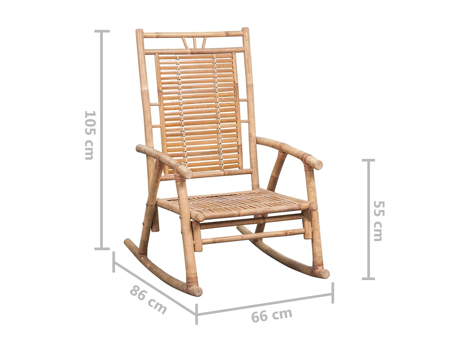 Silla mecedora con cojín bambú