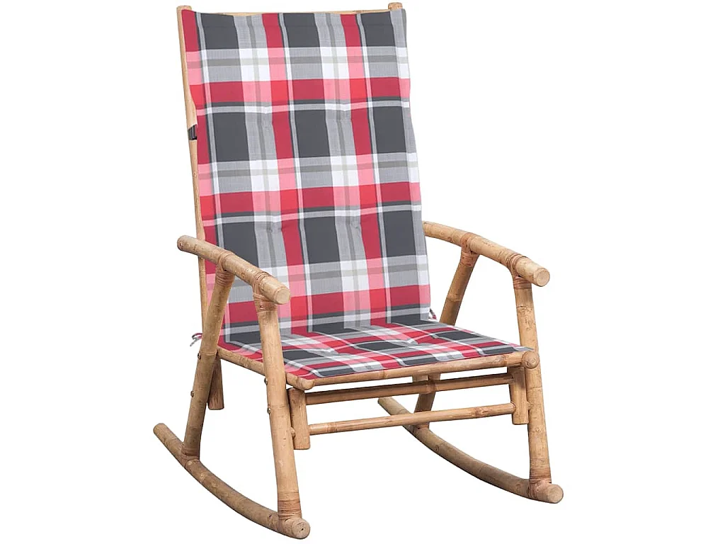 Silla mecedora con cojín bambú