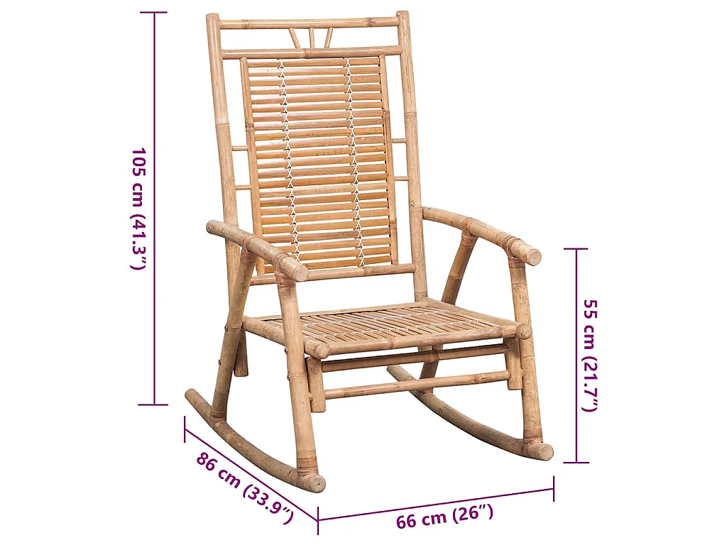 Silla mecedora con cojín bambú