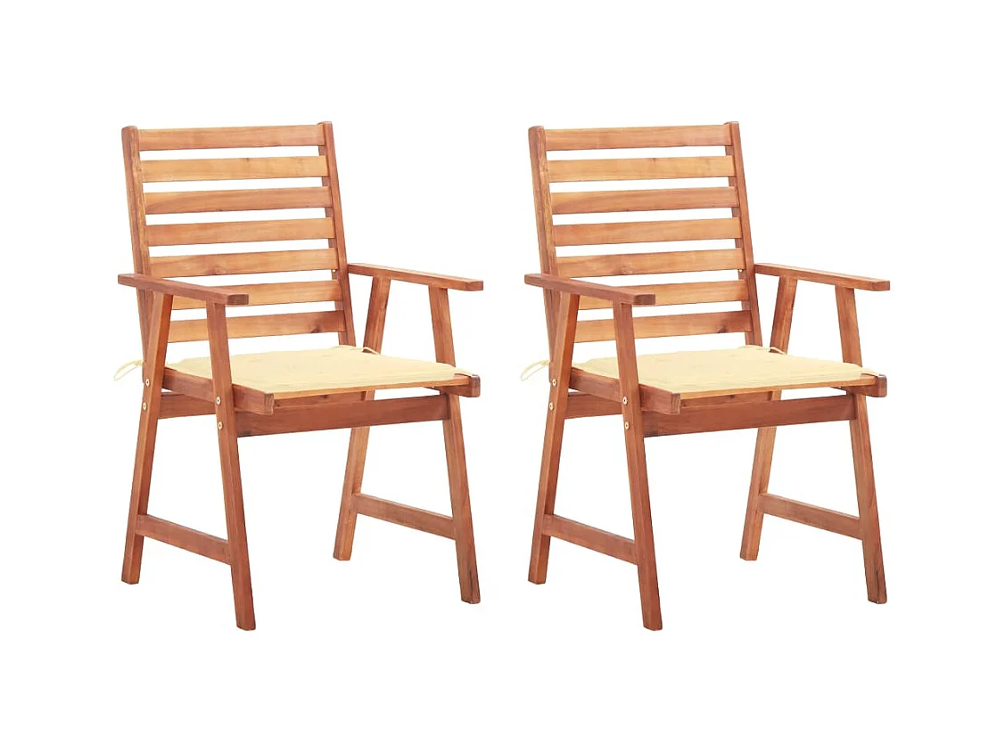 Tuinstoelen 2 st met kussens massief acaciahout