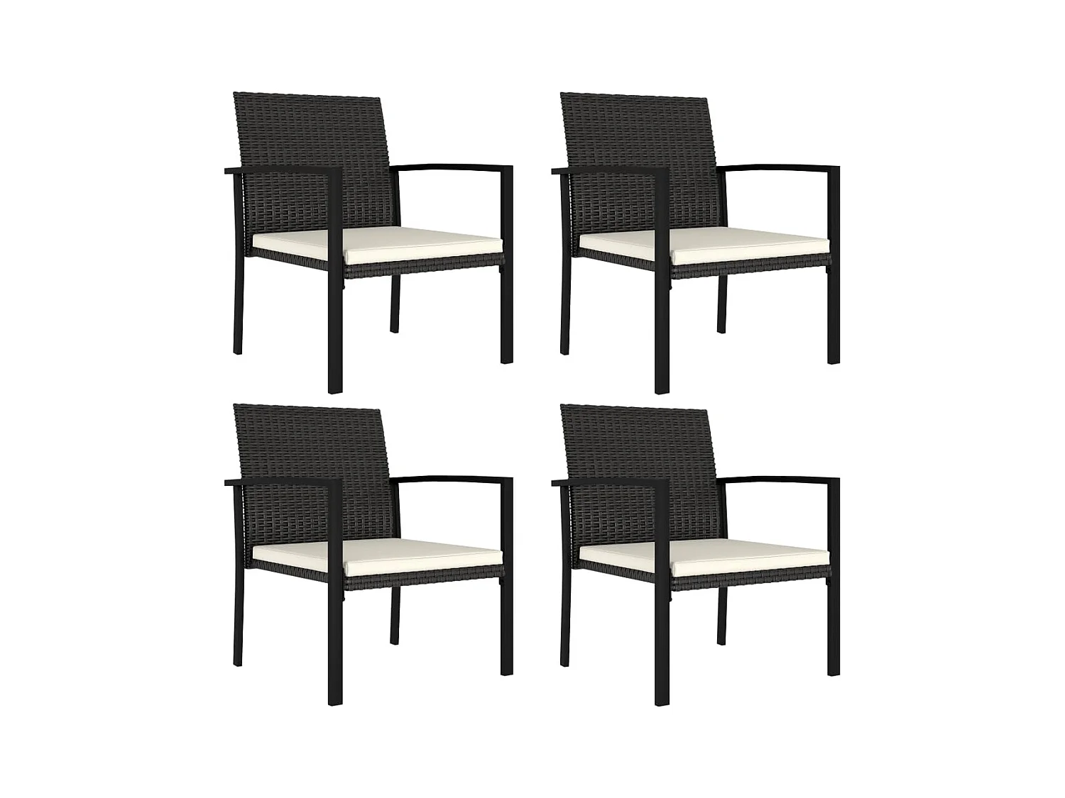 Garten-Essstühle 4 Stk. Poly Rattan Schwarz