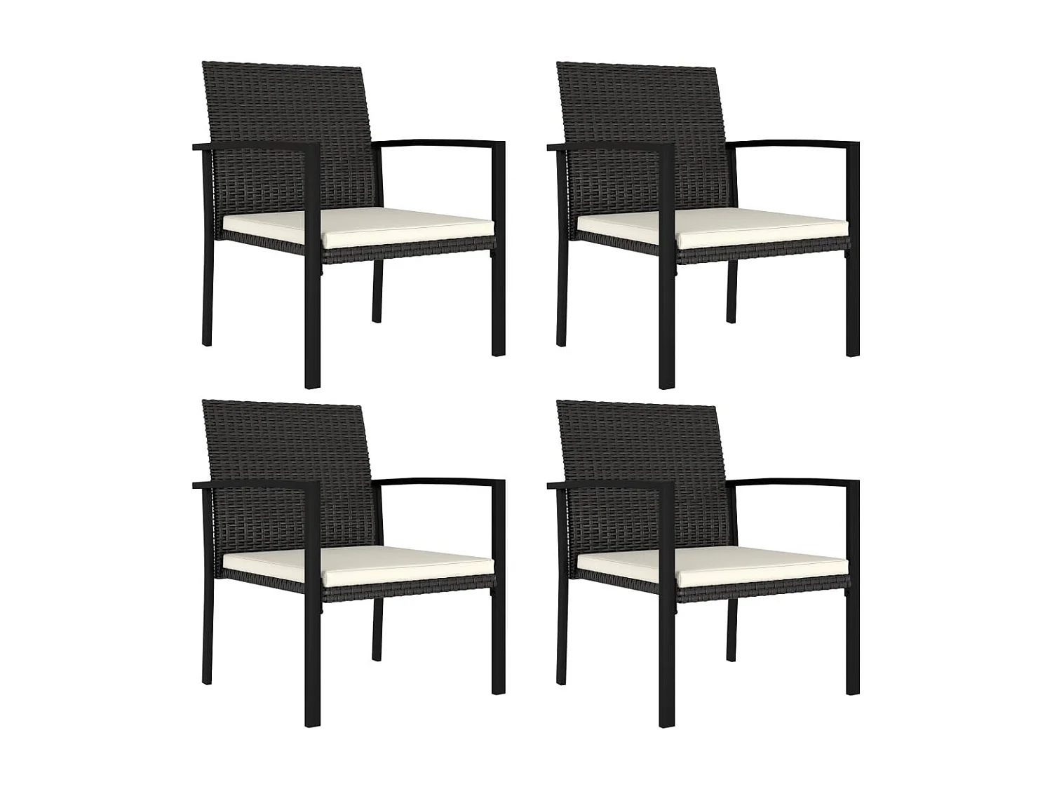 Chaises à manger de jardin lot de 4 Résine tressée Noir