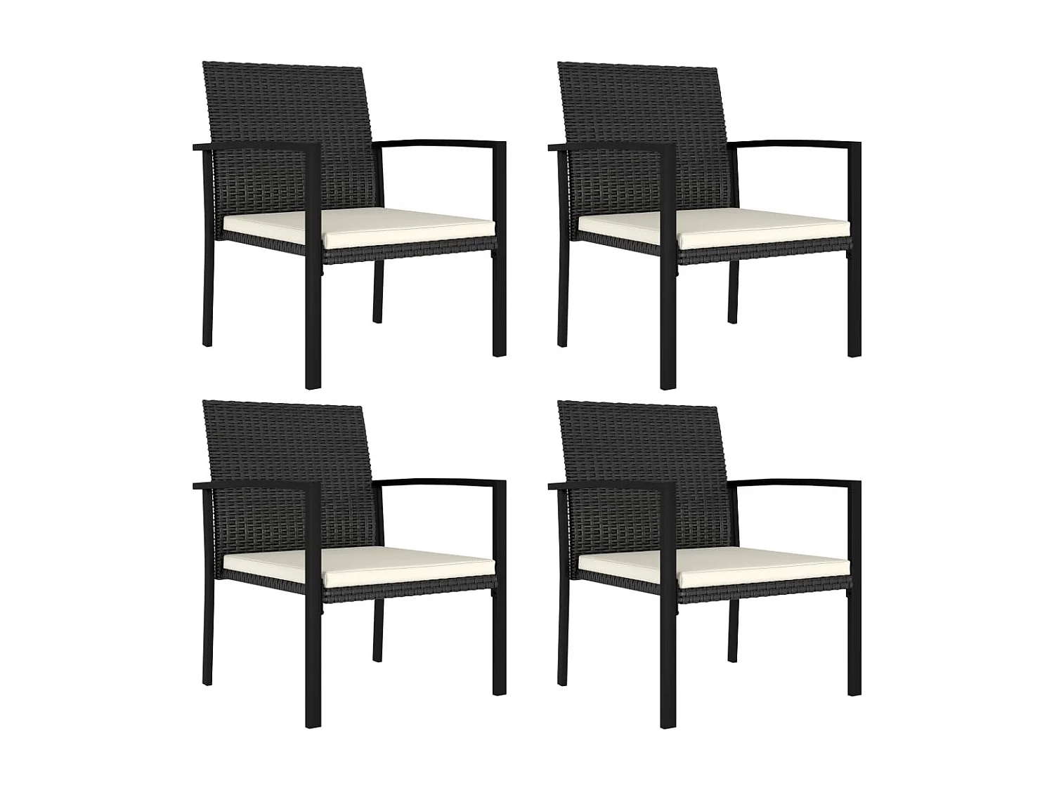 Chaises à manger de jardin lot de 4 Résine tressée Noir