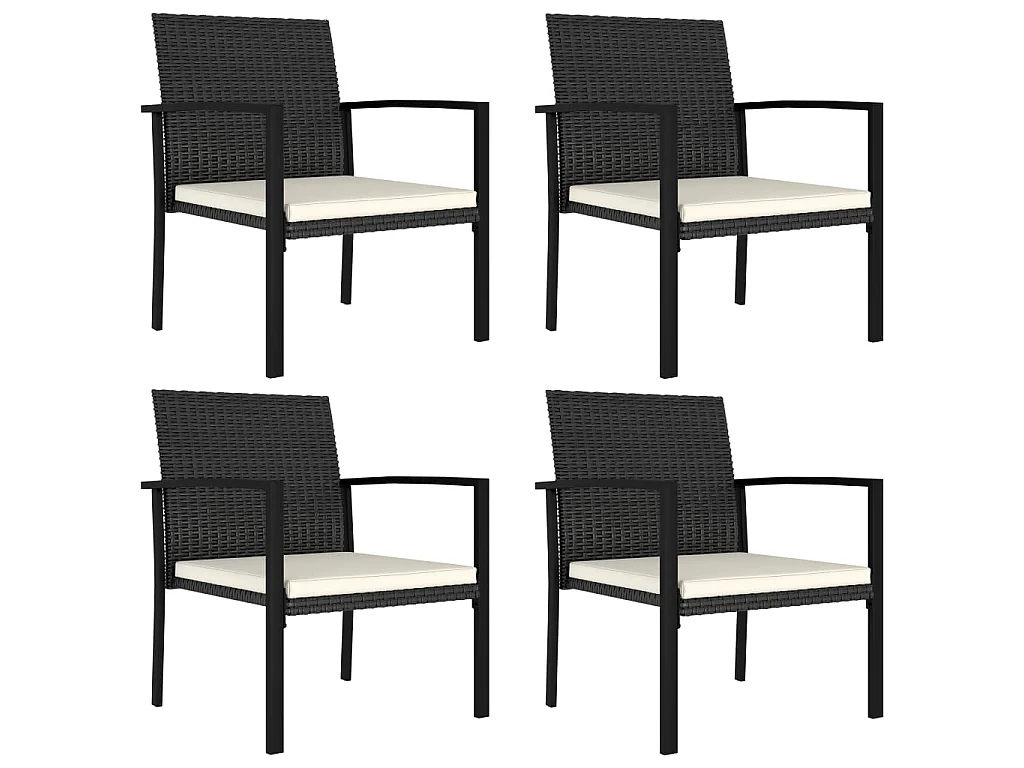Sedie da Pranzo per Giardino 4 pz in Polyrattan Nero