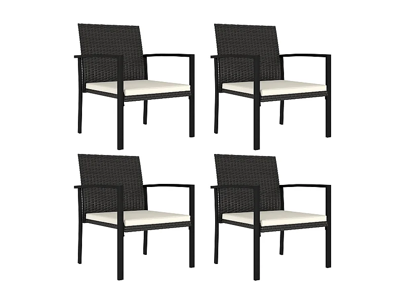 Chaises à manger de jardin lot de 4 Résine tressée Noir