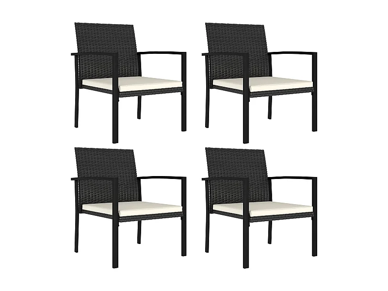 Sedie da Pranzo per Giardino 4 pz in Polyrattan Nero