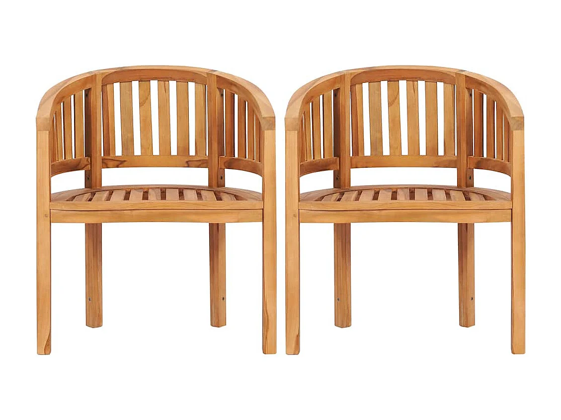 Chaises en forme de banane lot de 2 Bois de teck solide