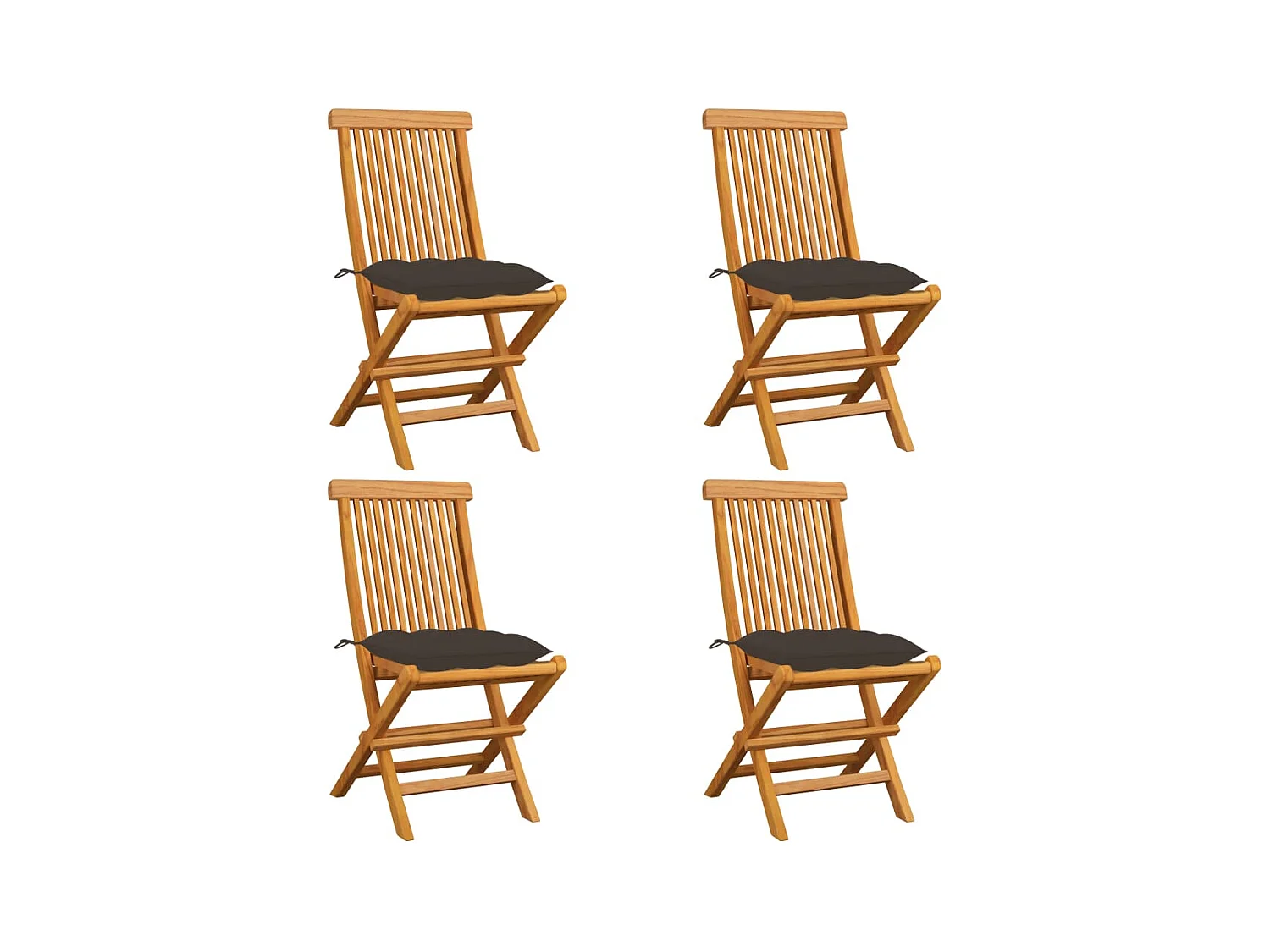Chaises de jardin et coussins taupe lot de 4 Bois teck massif