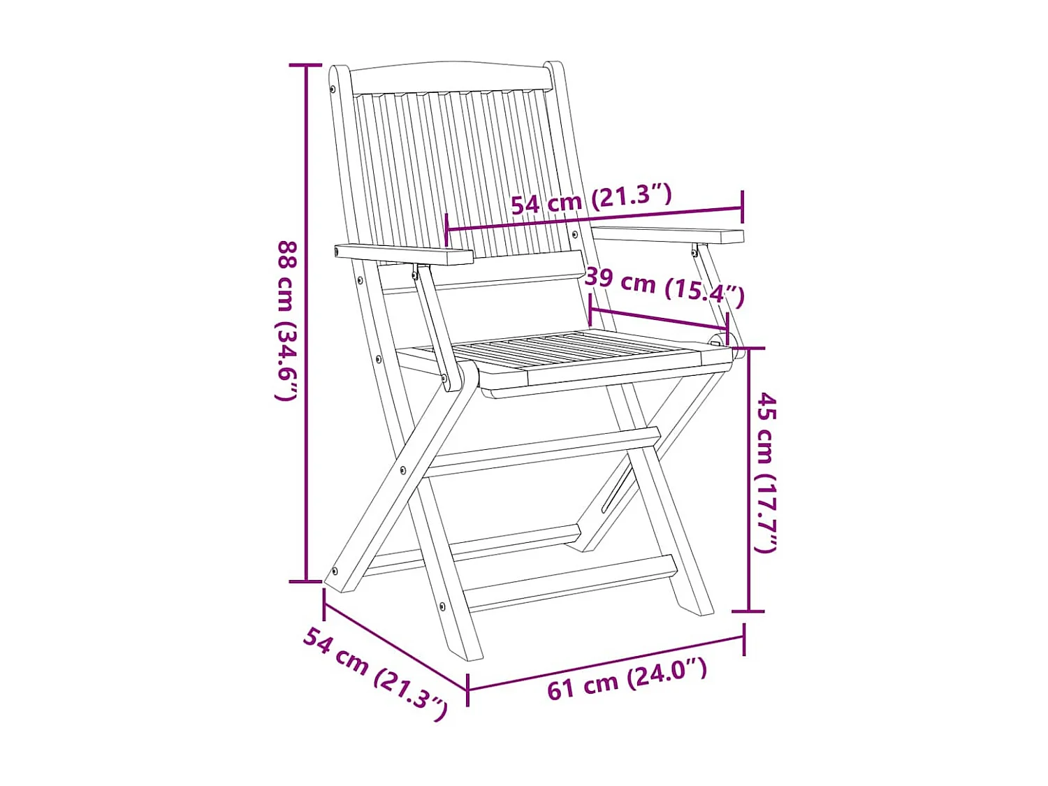 Chaises pliables d'extérieur lot de 4 Bois d'acacia solide