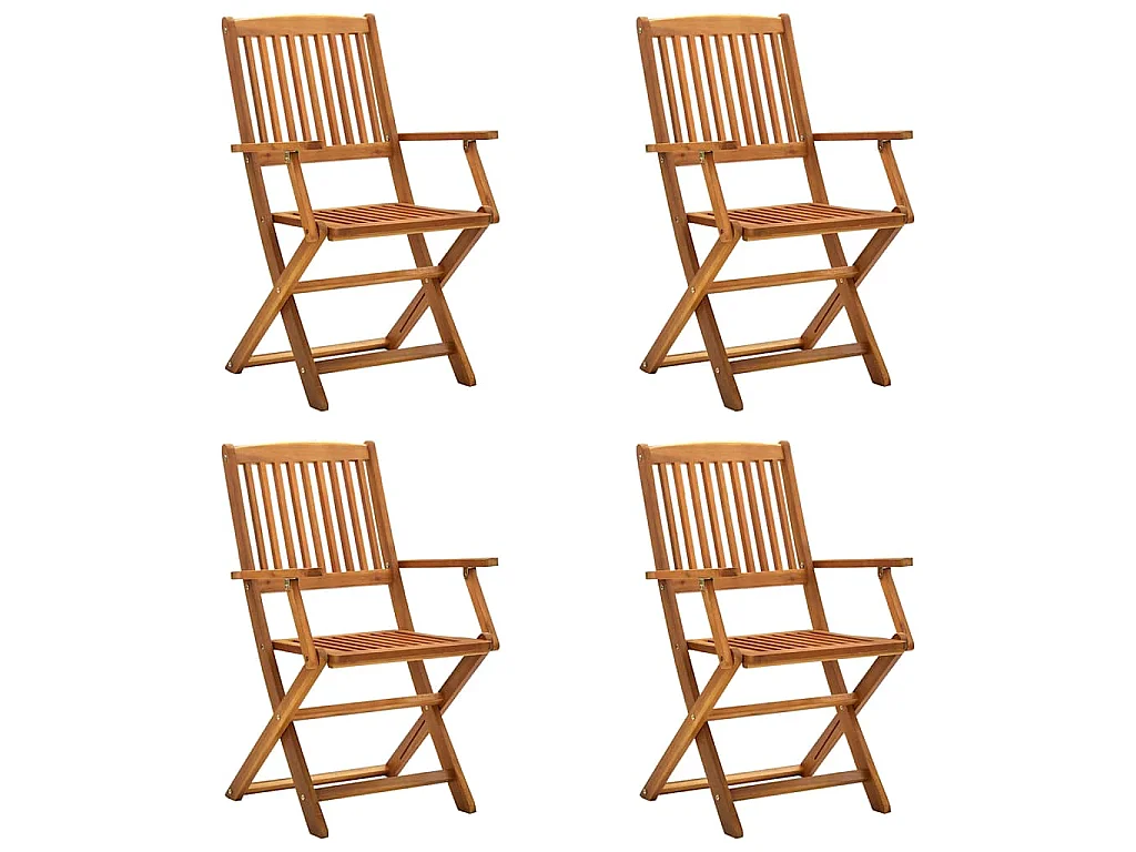 Chaises pliantes 4 pièces en bois d'acacia massif