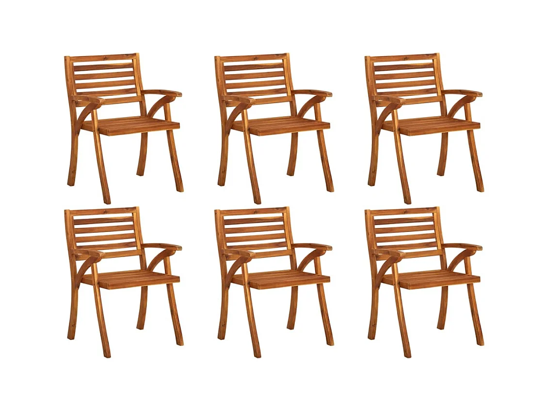 Chaises de jardin lot de 6 Bois d'acacia solide