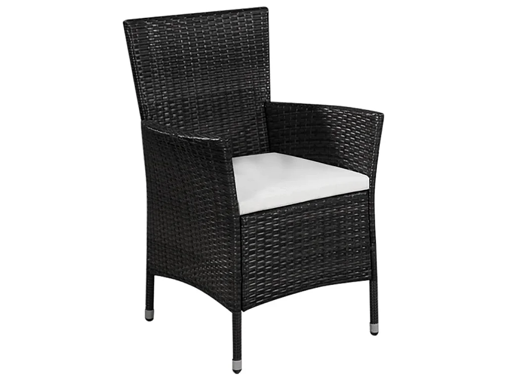 Chaise et tabouret d'extérieur et coussins Résine tressée Noir