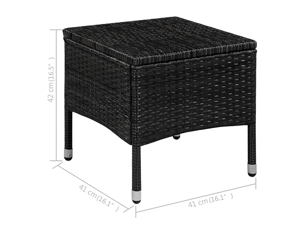 Chaise et tabouret d'extérieur et coussins Résine tressée Noir