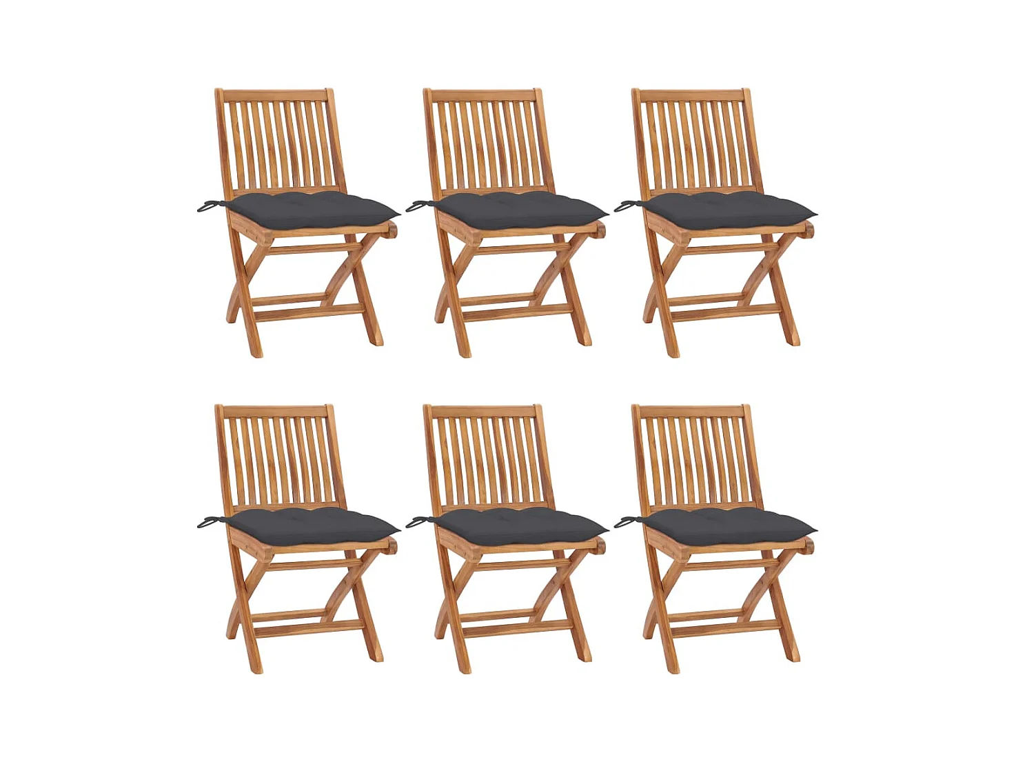 Chaises pliables de jardin avec coussins lot de 6 Bois de teck