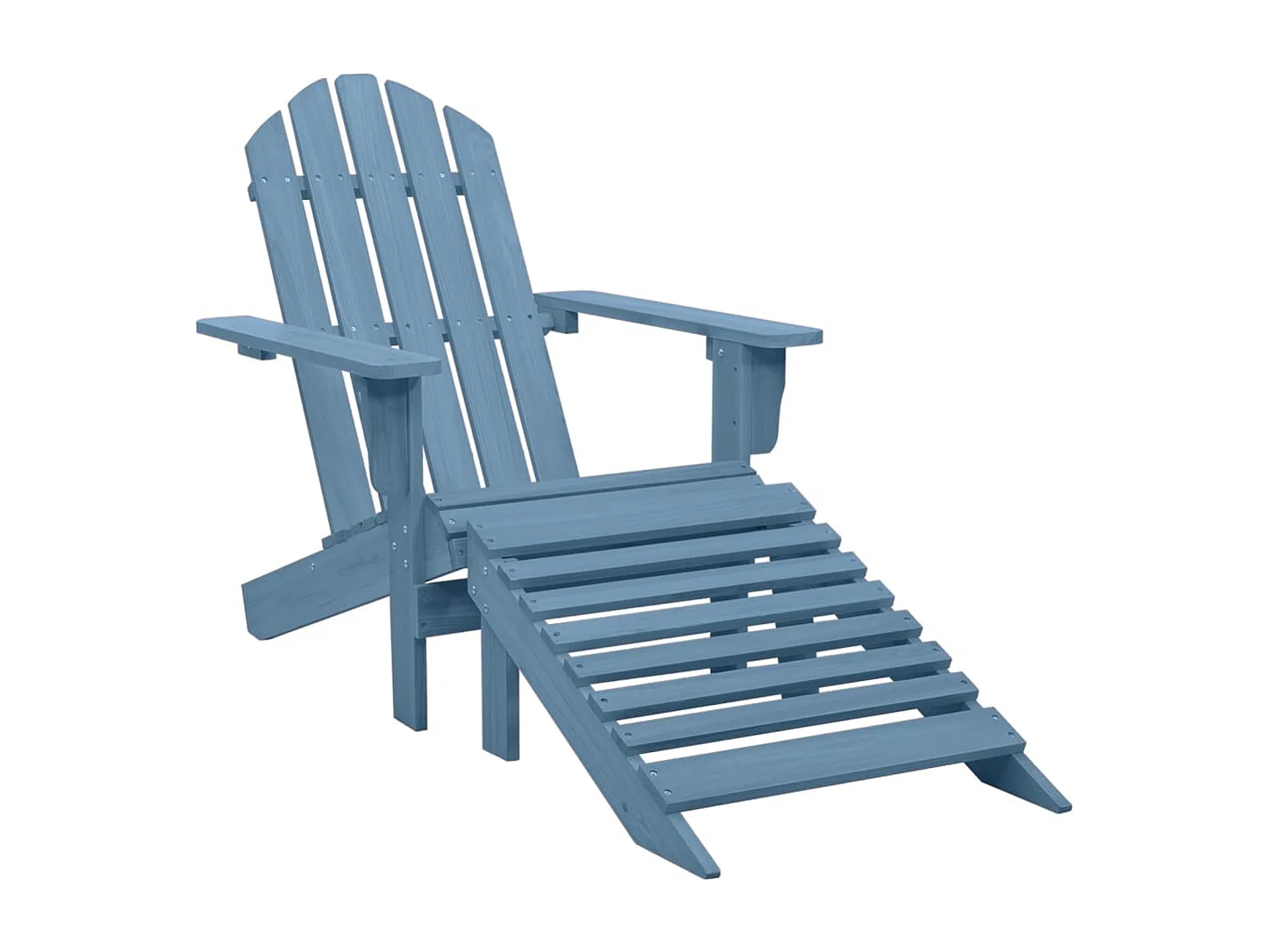 Chaise de jardin Adirondack avec pouf bois de sapin solide bleu