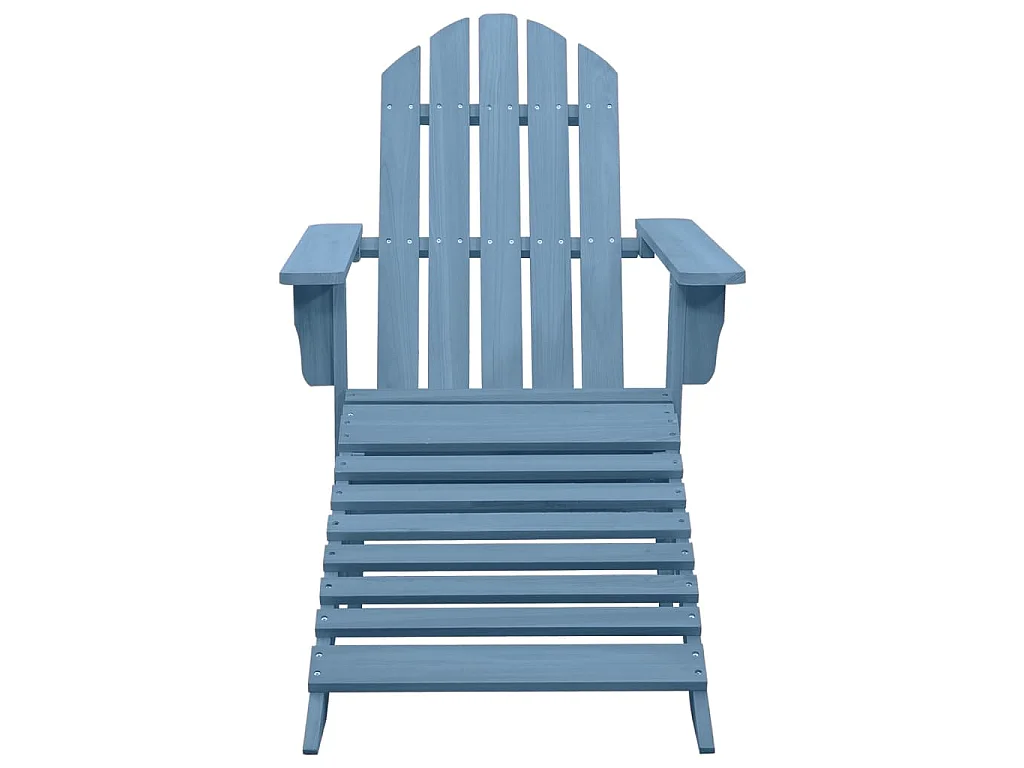 Cadeira Adirondack para jardim com otomano abeto maciço azul