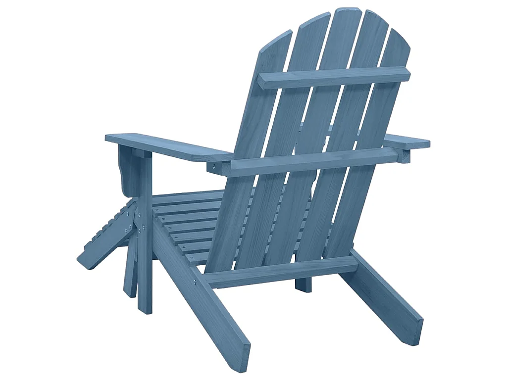 Cadeira Adirondack para jardim com otomano abeto maciço azul