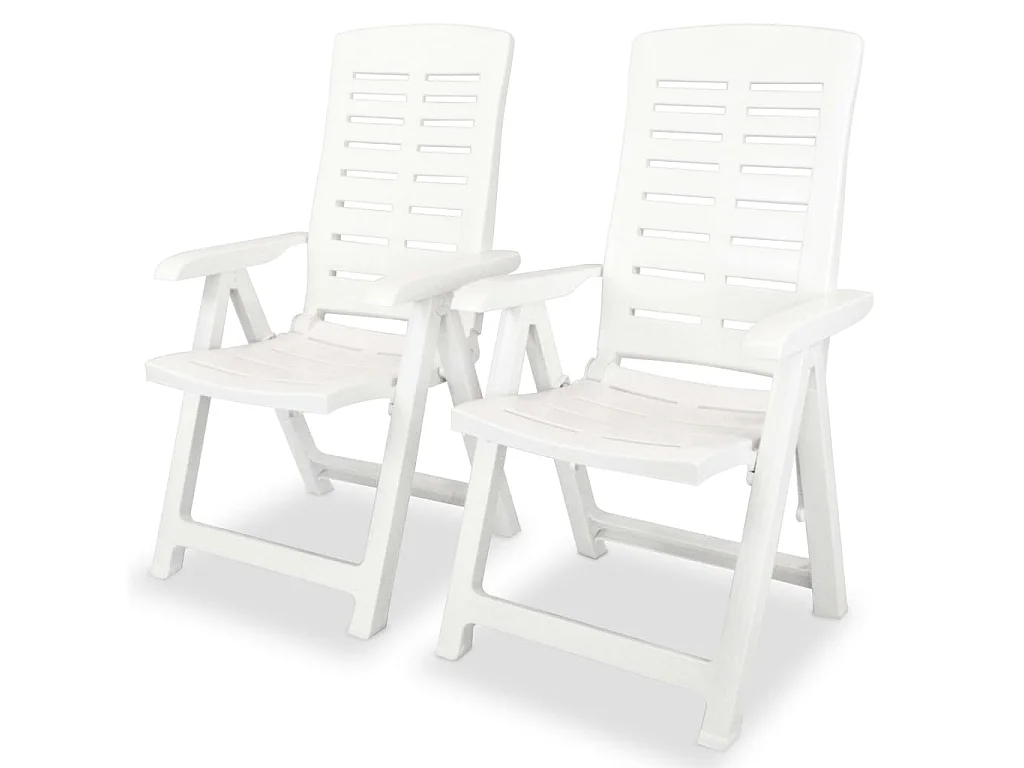 lot de 2 Chaises inclinables de jardin Plastique Blanc