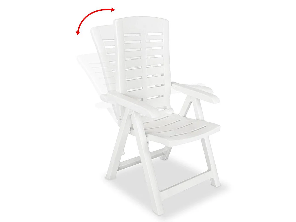 Opklapbare ligstoelen, 2 stuks, wit plastic.