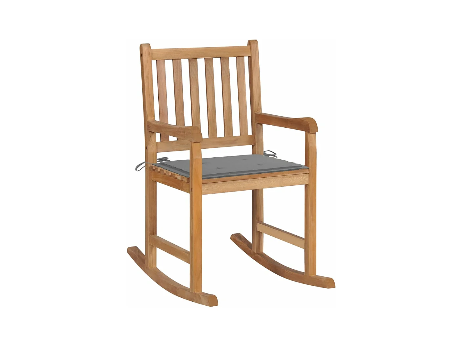 Chaise à bascule avec coussin gris Bois de teck solide