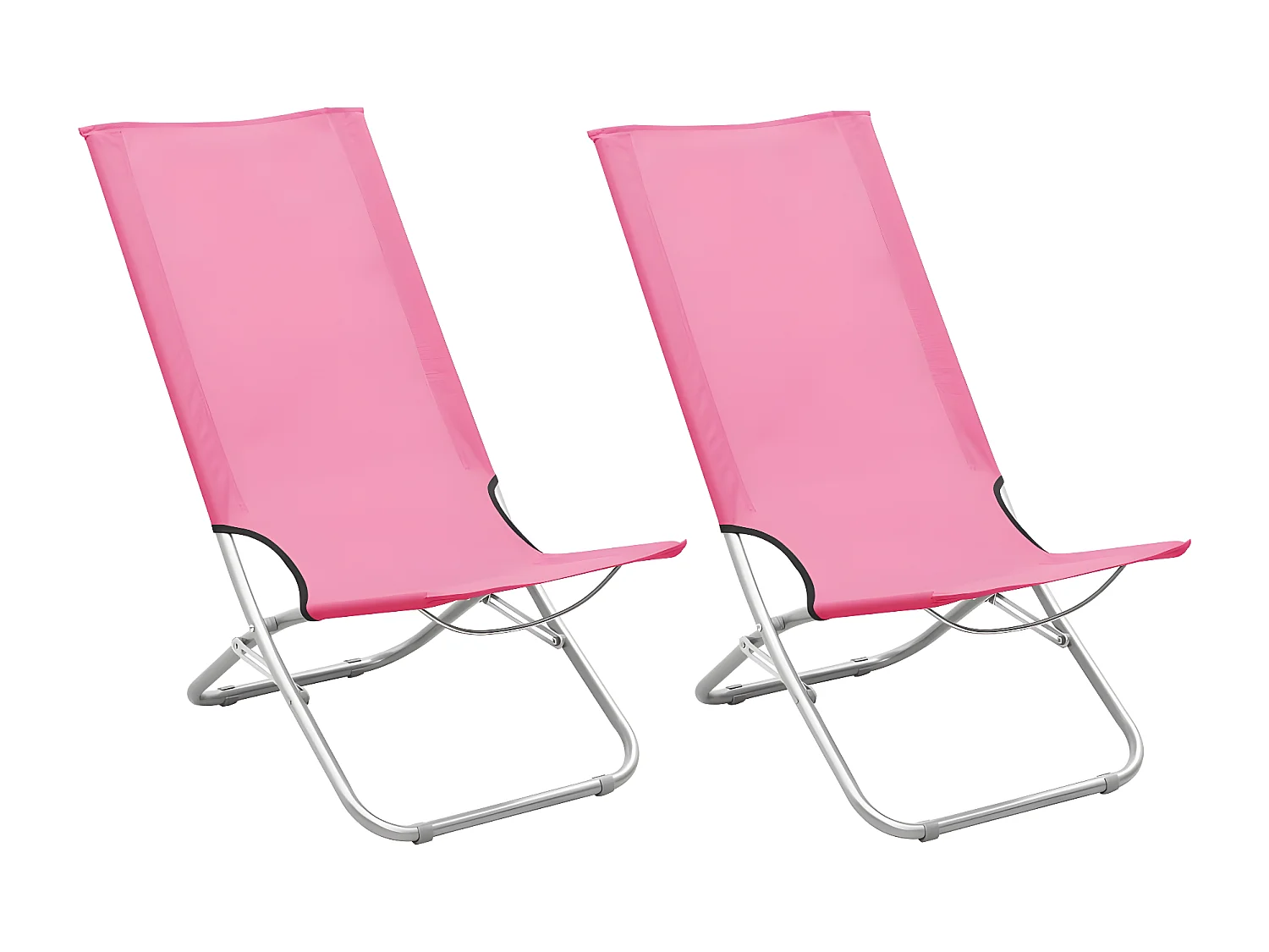 Chaises de plage pliables lot de 2 Rose Tissu