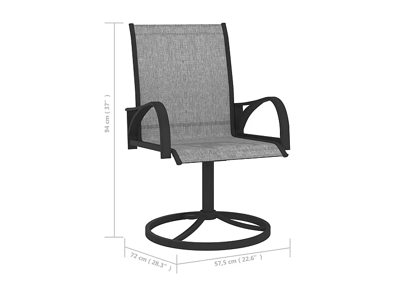 Tuinstoelen draaibaar 2 st textileen en staal grijs