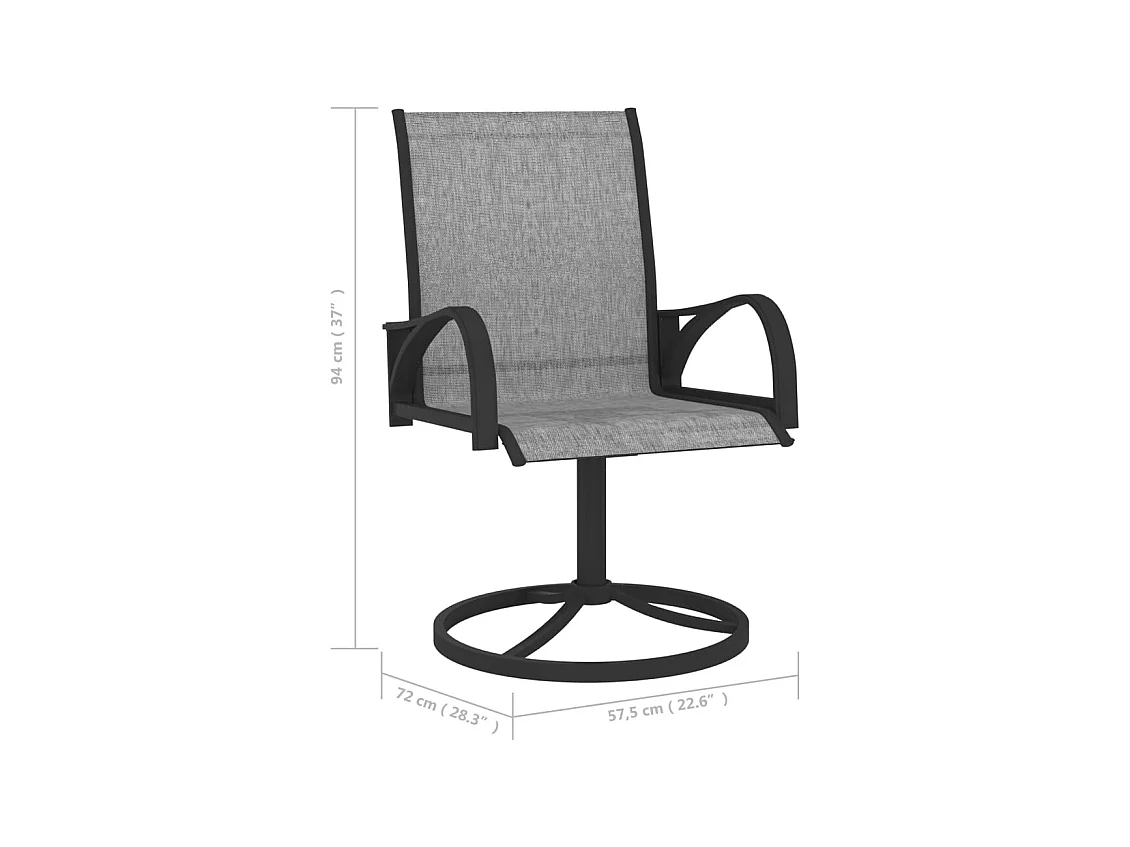 Chaises pivotantes de jardin lot de 2 Textilène et acier Gris