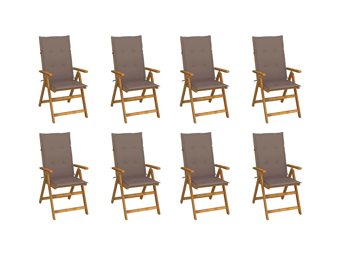 Chaises pliables de jardin avec coussins lot de 8 Bois d'acacia