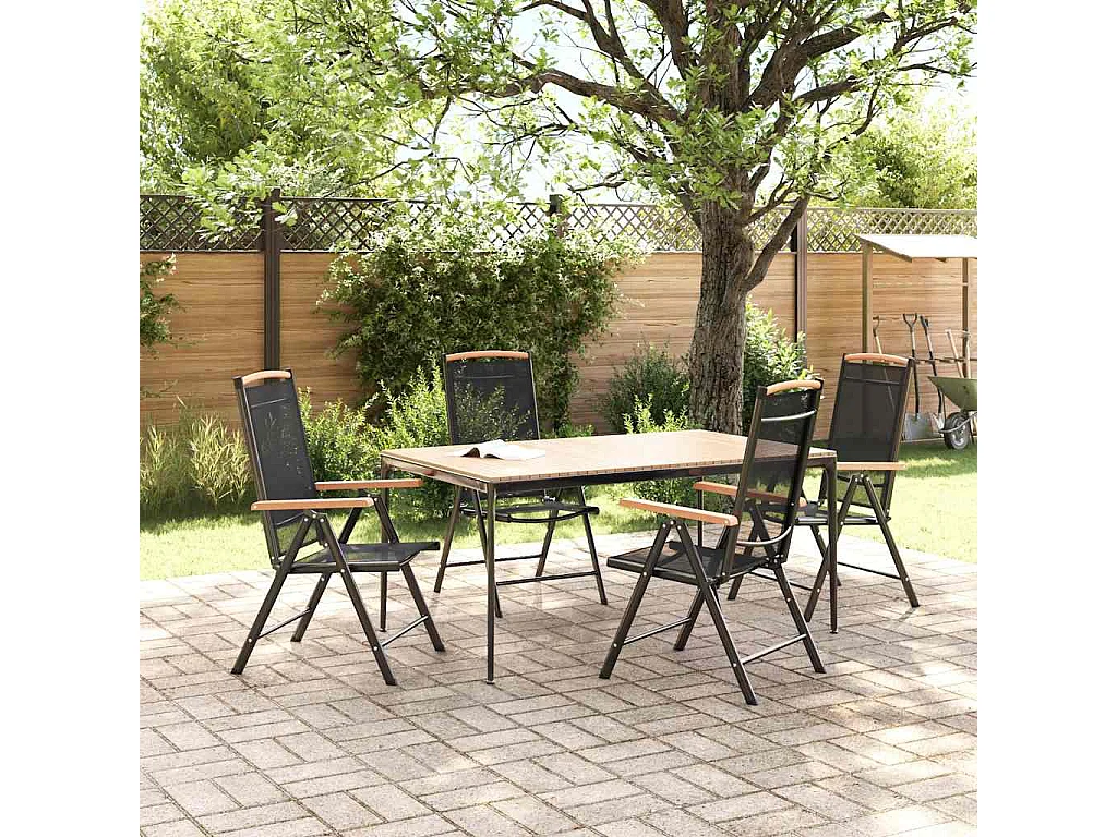 Gartenstühle Klappbar 4 Stk. Aluminium und Textilene Schwarz