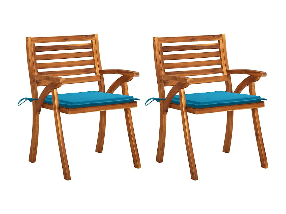 Garten-Essstühle mit Kissen 2 Stk. Massivholz Akazie