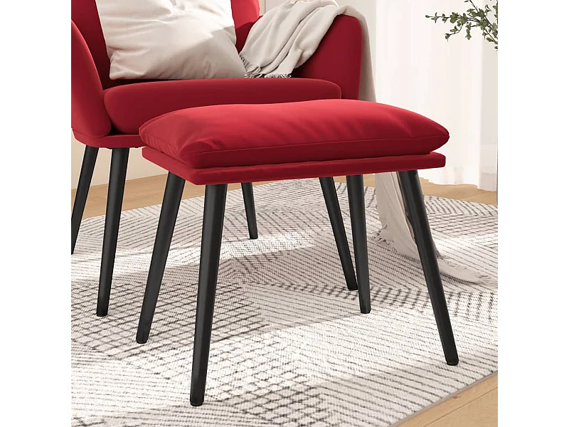 Repose-pied Rouge bordeaux 45x29,5x35 cm Velours