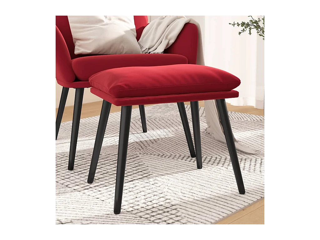 Repose-pied Rouge bordeaux 45x29,5x35 cm Velours