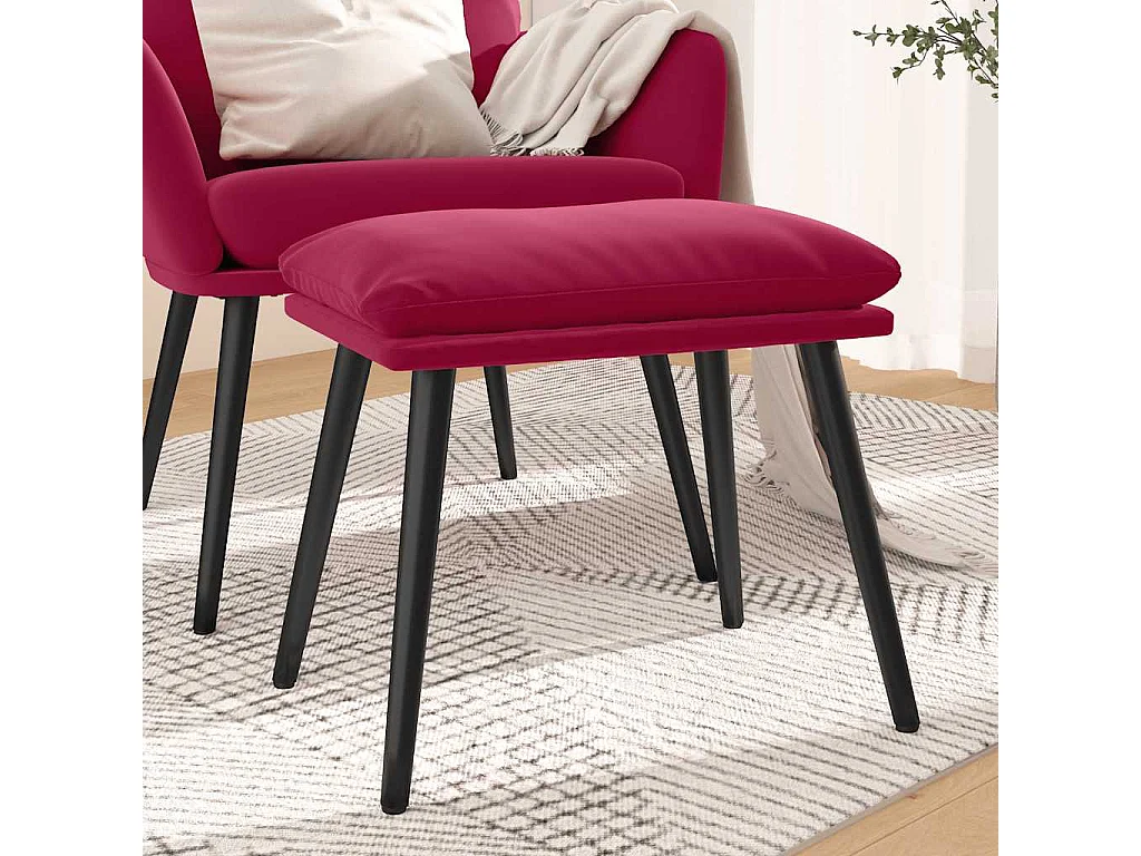 Repose-pied Rouge bordeaux 45x29,5x35 cm Velours