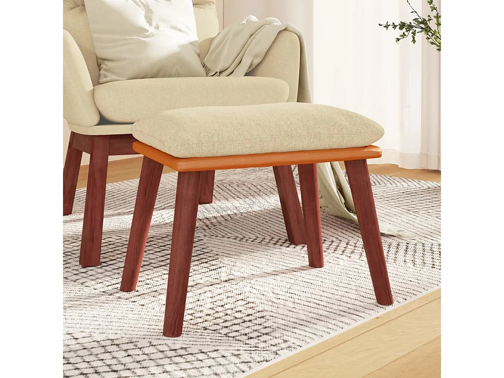 Repose-pied Crème 45x29,5x35 cm Tissu et similicuir