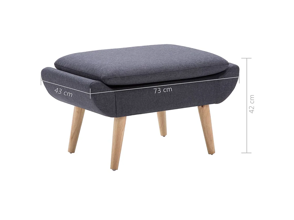 Voetenbank 73x43x42 cm stoffen bekleding donkergrijs