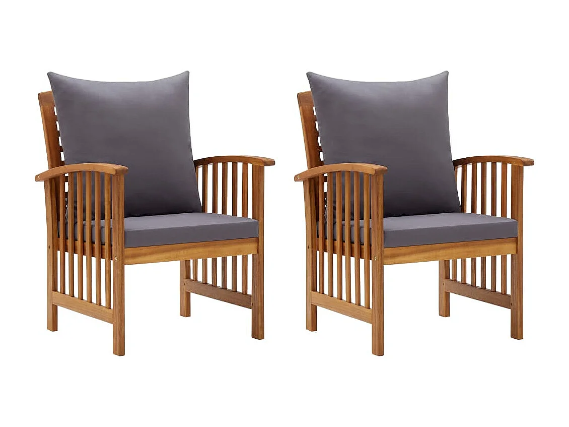 Chaises de jardin avec coussins lot de 2 Bois d'acacia massif