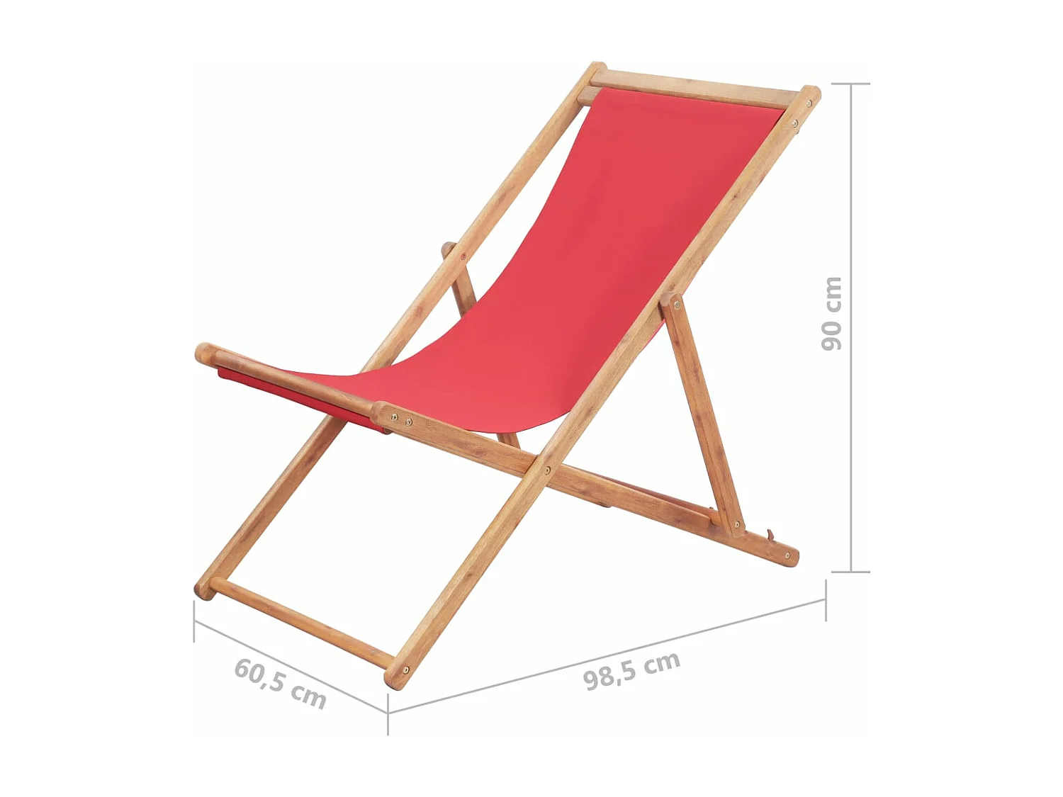 Chaise pliable de plage Tissu et cadre en bois Rouge