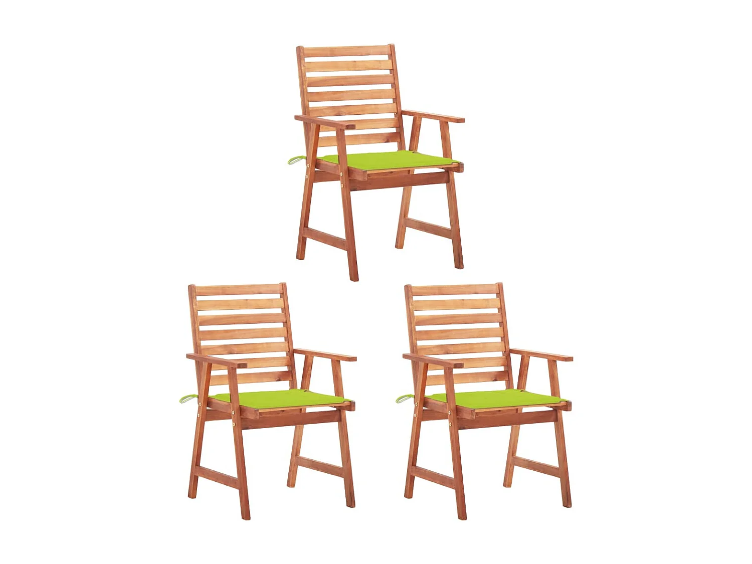 Cadeiras de jantar p/ jardim 3 pcs c/ almofadões acácia maciça