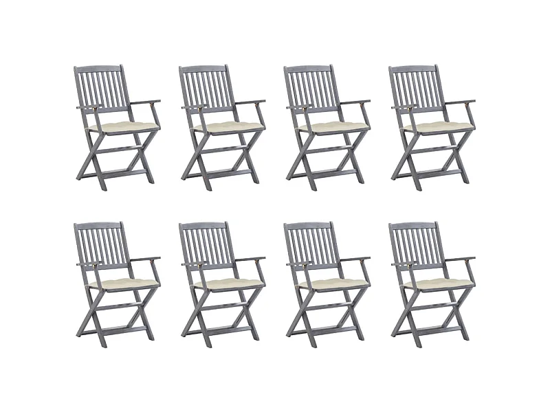 Tuinstoelen 8 st inklapbaar met kussens massief acaciahout