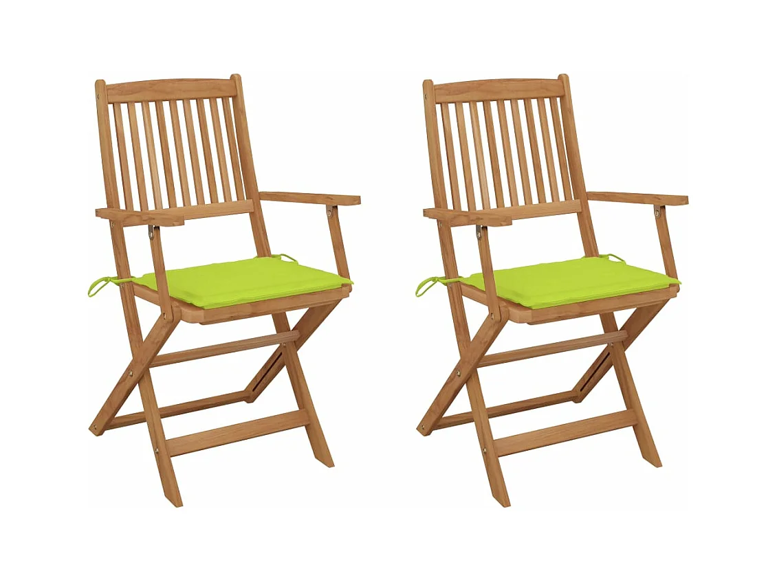 Cadeiras de jardim dobráveis c/ almofadões 2 pcs acácia maciça