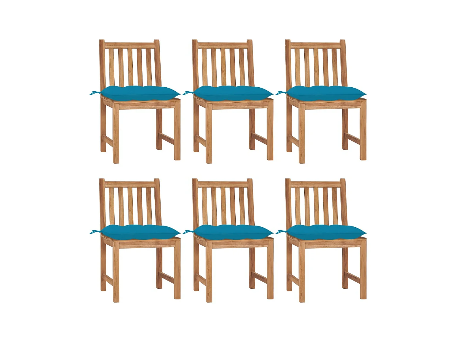 Tuinstoelen 6 st met kussens massief teakhout