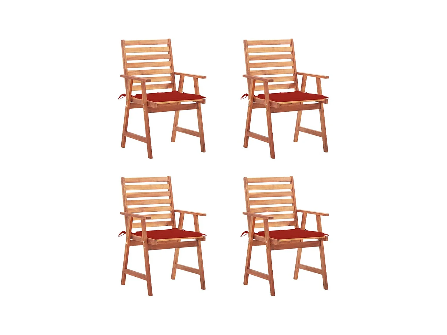 Chaises à manger d'extérieur lot de 4 et coussins Acacia massif